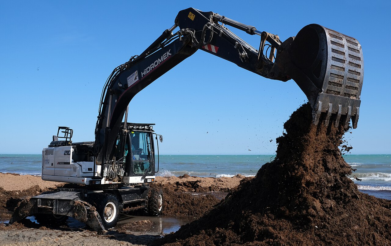 Construction site excavator
